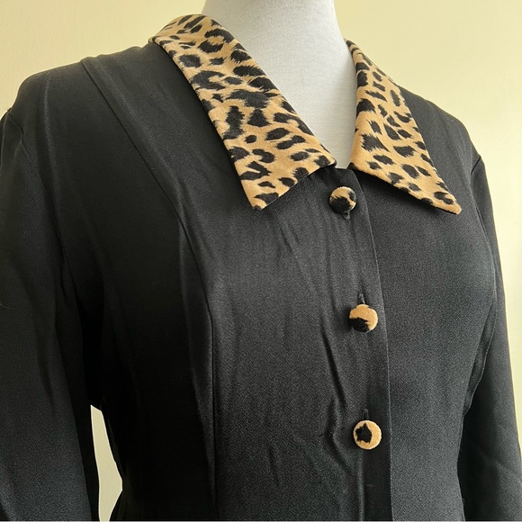 vintage leopard print collar button blouse - Picture 4 of 13